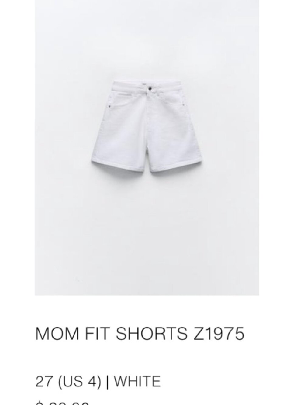 Zara Mom Fit High Waisted White Shorts Size 4